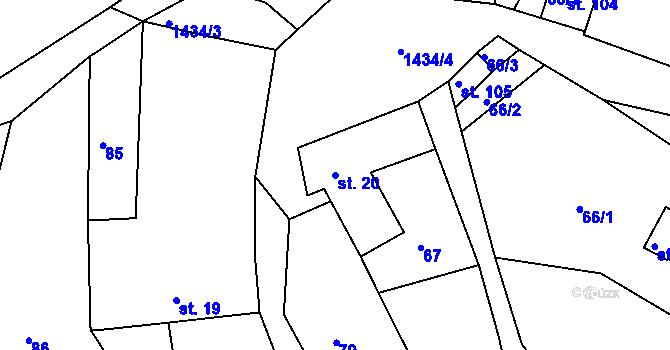 Parcela st. 20 v KÚ Bednárec, Katastrální mapa