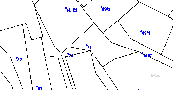 Parcela st. 71 v KÚ Bednárec, Katastrální mapa