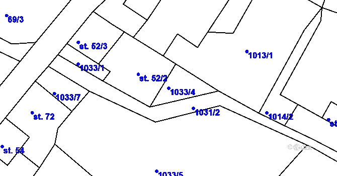 Parcela st. 1033/4 v KÚ Bednárec, Katastrální mapa