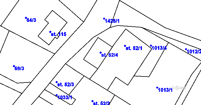 Parcela st. 52/4 v KÚ Bednárec, Katastrální mapa