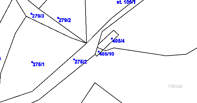 Parcela st. 405/10 v KÚ Bednáreček, Katastrální mapa