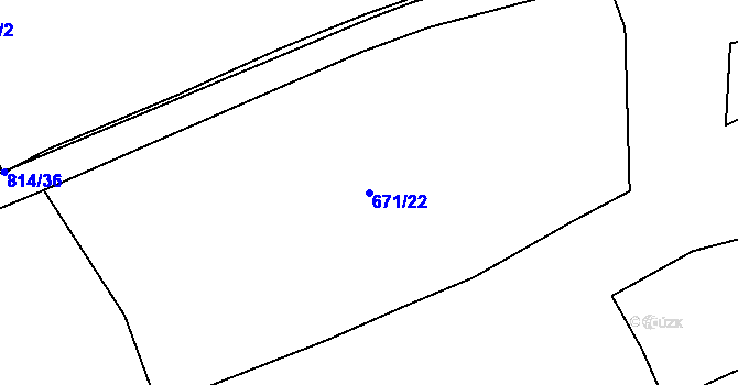 Parcela st. 671/22 v KÚ Bednáreček, Katastrální mapa