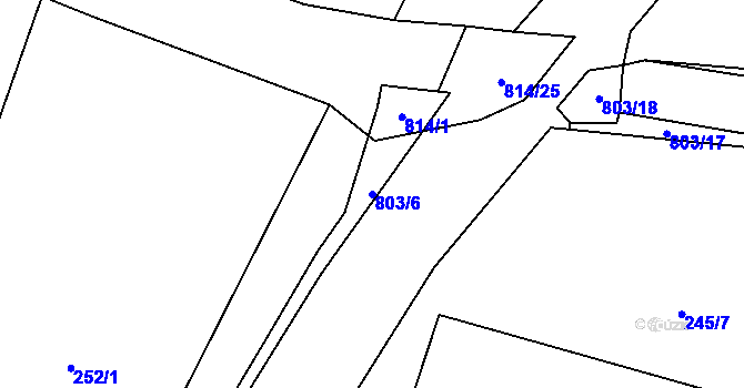 Parcela st. 803/6 v KÚ Bednáreček, Katastrální mapa