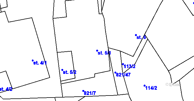 Parcela st. 5/1 v KÚ Bednáreček, Katastrální mapa