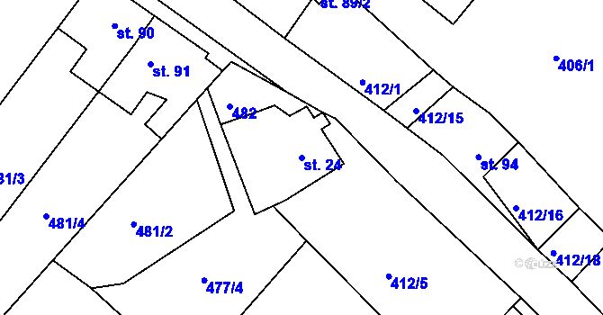 Parcela st. 24 v KÚ Bednáreček, Katastrální mapa