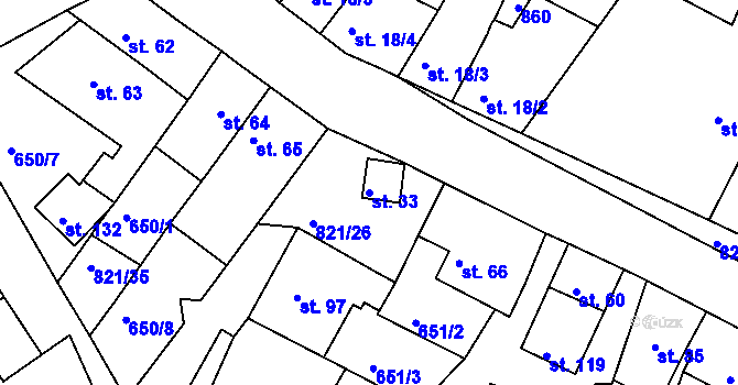 Parcela st. 33 v KÚ Bednáreček, Katastrální mapa