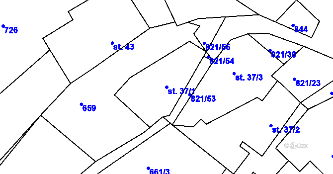 Parcela st. 37/1 v KÚ Bednáreček, Katastrální mapa