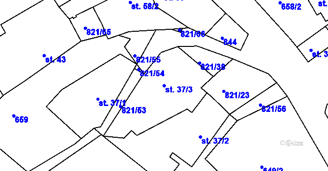 Parcela st. 37/3 v KÚ Bednáreček, Katastrální mapa