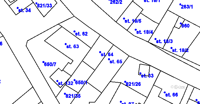 Parcela st. 64 v KÚ Bednáreček, Katastrální mapa