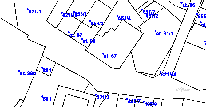 Parcela st. 67 v KÚ Bednáreček, Katastrální mapa