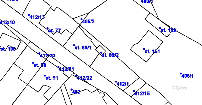 Parcela st. 89/2 v KÚ Bednáreček, Katastrální mapa