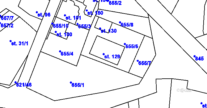 Parcela st. 129 v KÚ Bednáreček, Katastrální mapa