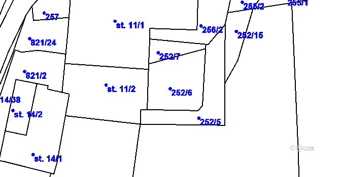 Parcela st. 252/6 v KÚ Bednáreček, Katastrální mapa