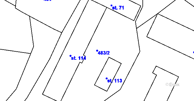 Parcela st. 483/2 v KÚ Bednáreček, Katastrální mapa