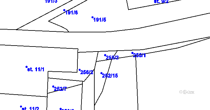 Parcela st. 255/2 v KÚ Bednáreček, Katastrální mapa