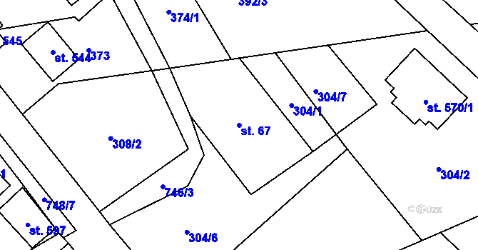 Parcela st. 67 v KÚ Bedřichov u Jablonce nad Nisou, Katastrální mapa