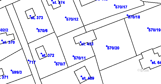 Parcela st. 433 v KÚ Bedřichov u Jablonce nad Nisou, Katastrální mapa