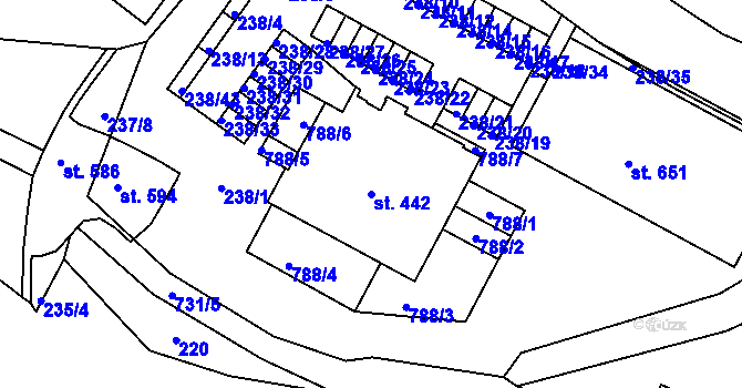 Parcela st. 442 v KÚ Bedřichov u Jablonce nad Nisou, Katastrální mapa