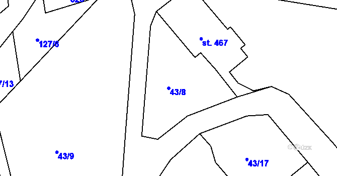 Parcela st. 43/8 v KÚ Bedřichov u Jablonce nad Nisou, Katastrální mapa