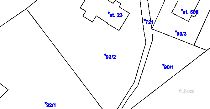 Parcela st. 92/2 v KÚ Bedřichov u Jablonce nad Nisou, Katastrální mapa