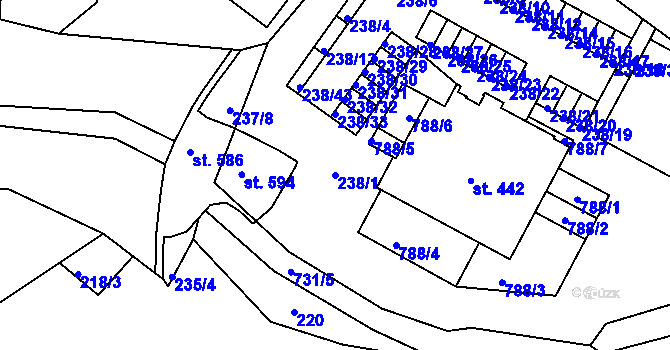 Parcela st. 238/1 v KÚ Bedřichov u Jablonce nad Nisou, Katastrální mapa