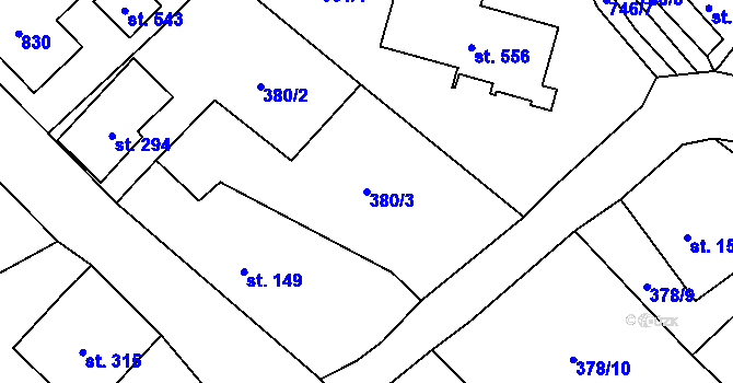 Parcela st. 380/3 v KÚ Bedřichov u Jablonce nad Nisou, Katastrální mapa