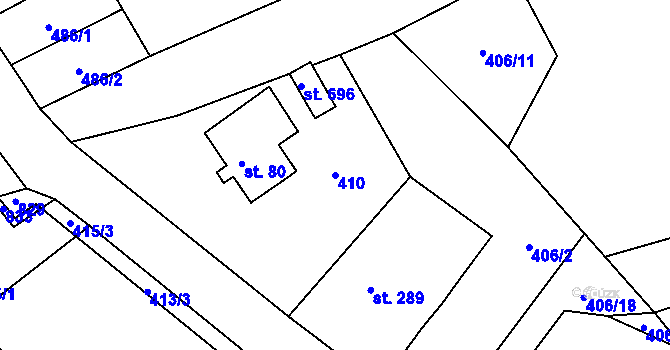 Parcela st. 410 v KÚ Bedřichov u Jablonce nad Nisou, Katastrální mapa