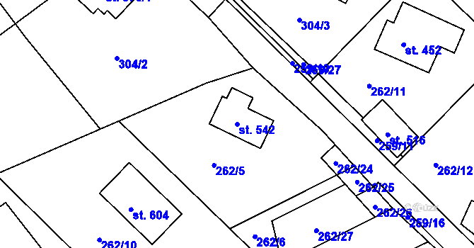 Parcela st. 542 v KÚ Bedřichov u Jablonce nad Nisou, Katastrální mapa