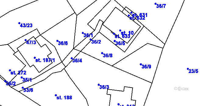 Parcela st. 36/8 v KÚ Bedřichov u Jablonce nad Nisou, Katastrální mapa