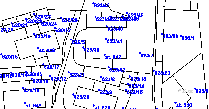 Parcela st. 642 v KÚ Bedřichov u Jablonce nad Nisou, Katastrální mapa