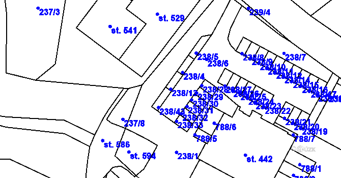 Parcela st. 238/13 v KÚ Bedřichov u Jablonce nad Nisou, Katastrální mapa