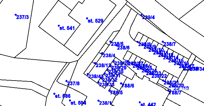 Parcela st. 238/4 v KÚ Bedřichov u Jablonce nad Nisou, Katastrální mapa