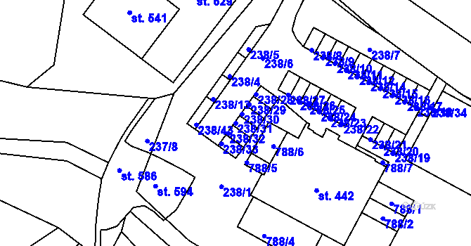 Parcela st. 238/31 v KÚ Bedřichov u Jablonce nad Nisou, Katastrální mapa