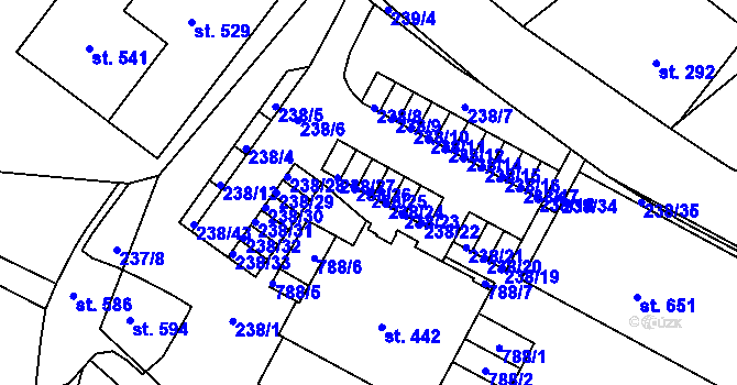 Parcela st. 238/25 v KÚ Bedřichov u Jablonce nad Nisou, Katastrální mapa