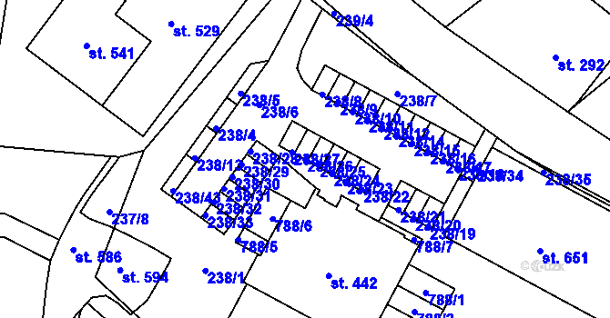 Parcela st. 238/26 v KÚ Bedřichov u Jablonce nad Nisou, Katastrální mapa
