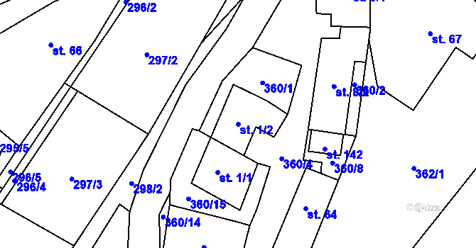 Parcela st. 1/2 v KÚ Bedřichov, Katastrální mapa