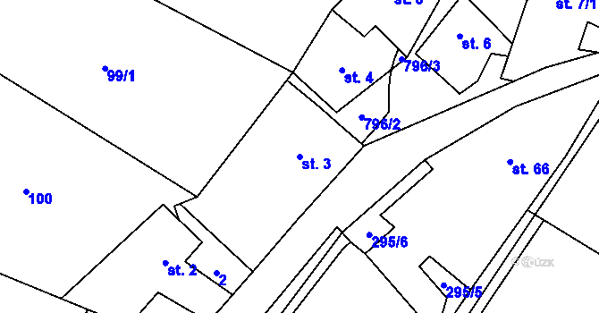 Parcela st. 3 v KÚ Bedřichov, Katastrální mapa