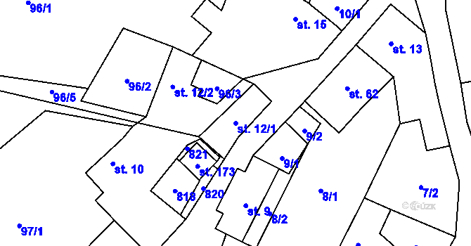 Parcela st. 12/1 v KÚ Bedřichov, Katastrální mapa