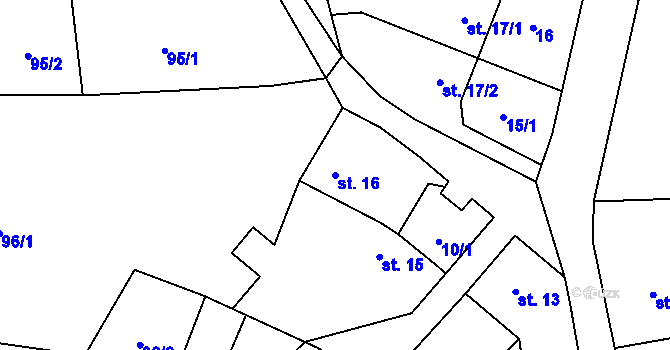 Parcela st. 16 v KÚ Bedřichov, Katastrální mapa