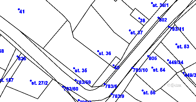 Parcela st. 36 v KÚ Bedřichov, Katastrální mapa