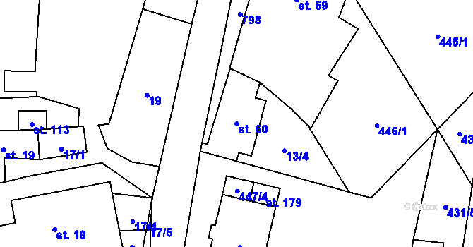 Parcela st. 60 v KÚ Bedřichov, Katastrální mapa