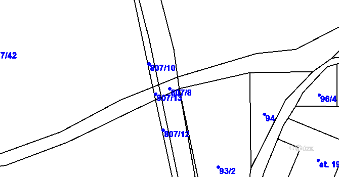 Parcela st. 807/8 v KÚ Bedřichov, Katastrální mapa