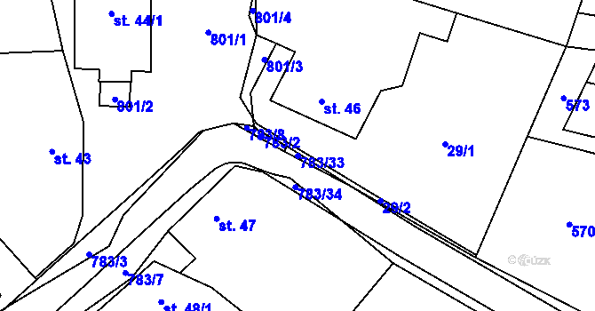 Parcela st. 783/33 v KÚ Bedřichov, Katastrální mapa