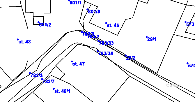 Parcela st. 783/34 v KÚ Bedřichov, Katastrální mapa