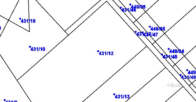 Parcela st. 431/12 v KÚ Bedřichov, Katastrální mapa
