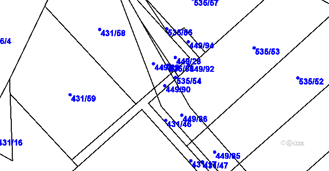 Parcela st. 449/90 v KÚ Bedřichov, Katastrální mapa