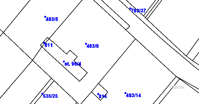 Parcela st. 483/11 v KÚ Bedřichov, Katastrální mapa