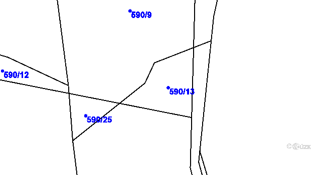 Parcela st. 590/13 v KÚ Bedřichov, Katastrální mapa