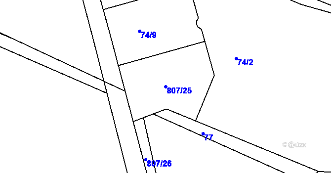 Parcela st. 807/25 v KÚ Bedřichov, Katastrální mapa