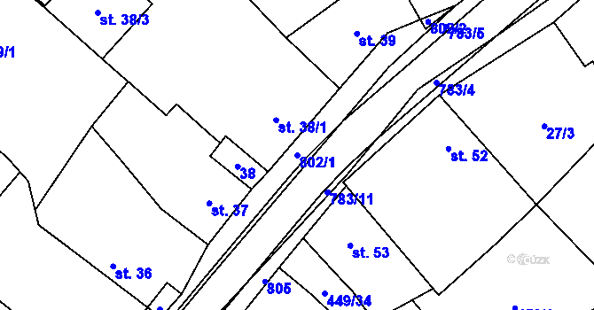 Parcela st. 802/1 v KÚ Bedřichov, Katastrální mapa